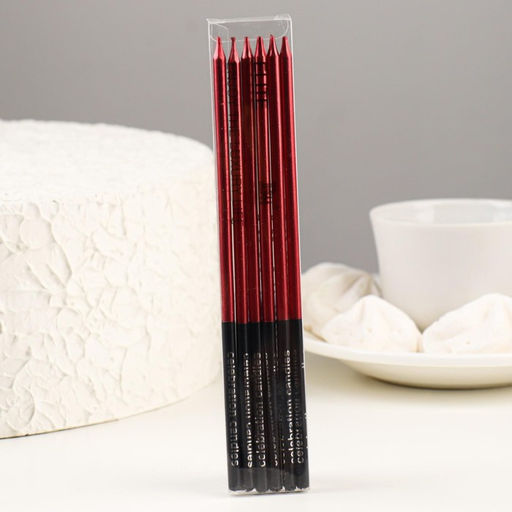 Свечи в торт Праздник, 6 шт, 14,5 см, красный с чёрным - Страна карнавалия фото 2