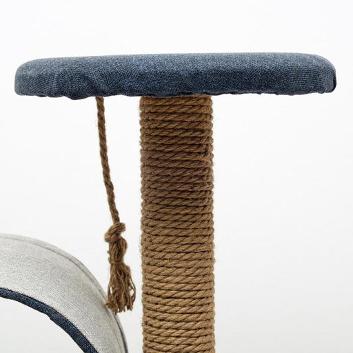 Комплекс для кошек с когтеточкой, с туннелем и полочкой, 44 х 35 х 50 см, рогожка, джут, серо-синий - Пижон фото 4