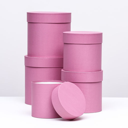Набор шляпных коробок 5в1, розовый, 20 х 20 - 13 х 13 см - Simaland фото 2