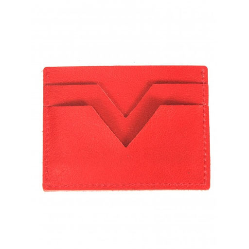 Обложка пропуск/карточка/проездной Croco-фк-1014 натуральная кожа красный матовый (16) 263944  фото 2