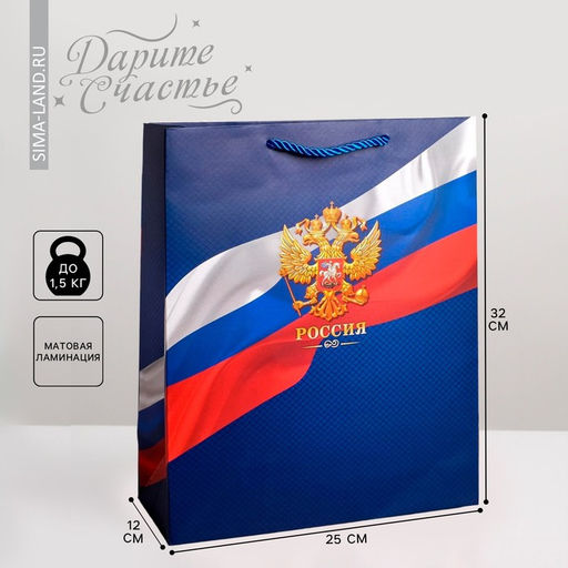 Пакет подарочный, упаковка, «Россия», 25 х 32 х 12 см