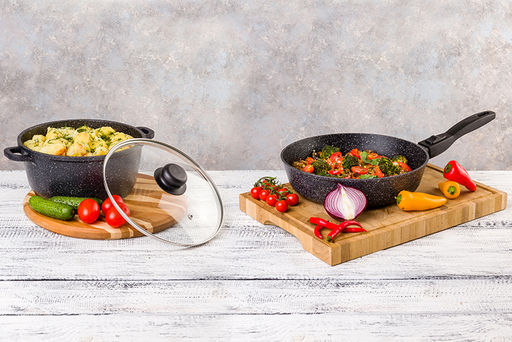 Казан (кастрюля) 3,3 л ГАРМОНИЯ ВКУСА Черный мрамор ИНДУКЦИЯ, С КРЫШКОЙ ф22, 29,5*23,5*16 см - Elan gallery фото 9