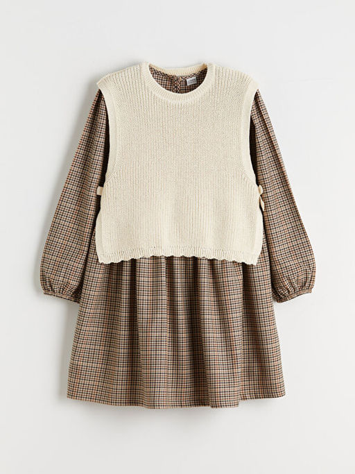 Ekose K?z ?ocuk Elbise ve S?veter