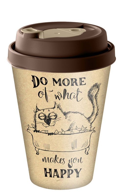 Цена за 2 шт. Стакан с крышкой 420 мл с декором с клапаном "my cats" (темно-коричневый) 223106224/01