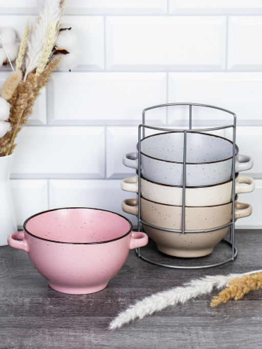 Супница с ручками 4 штуки на подставке / 20055 /уп 6/ - Галеонтрейд фото 2