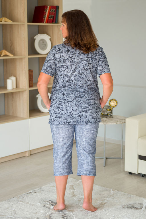 Пижама женская из футболки и бридж из кулирки Льняная палитра серый - Амадэль фото 3