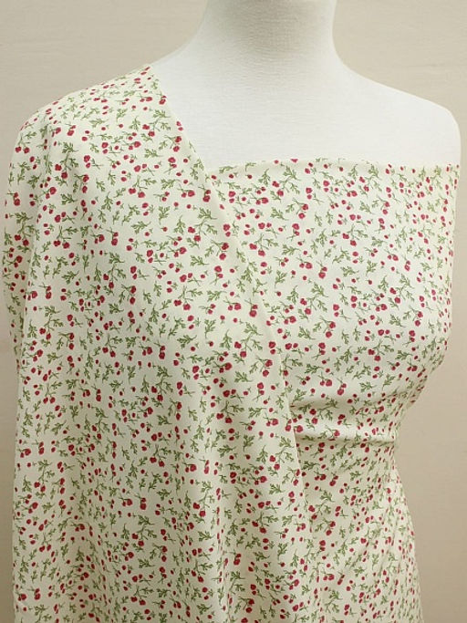 Штапель Ангелия-бордовые цветочки, ш.1.45м, вискоза-100%, 105гр/м.кв - Купава фото 3