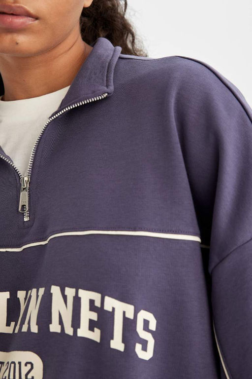 DeFactoFit Толстовка большого размера NBA Brooklyn Nets на молнии до половины  фото 5