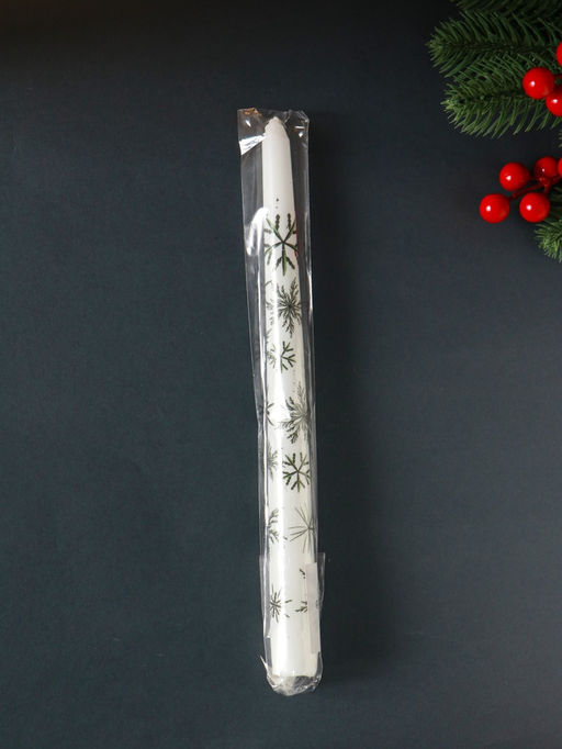 Цена за 4 шт. Свеча античная "Снежинки" 255х22 мм, с декором