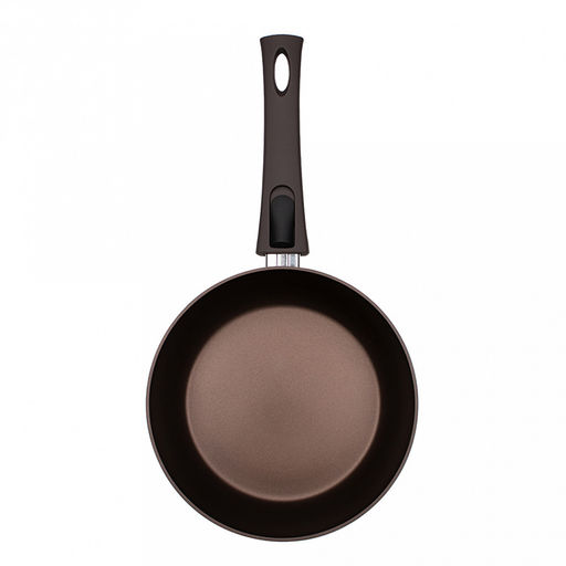 Сковорода с антипригарным покрытием д24см Hygge, h4,8см, s3,3мм, дно д19,4см, s3,8мм, кованый алюминий, съемная бакелитовая ручка с покрытием soft-touch, молочный/коричневый, TalleR (Китай) Подходит для всех видов плит, включая индукционную. - Домашняя мода фото 3