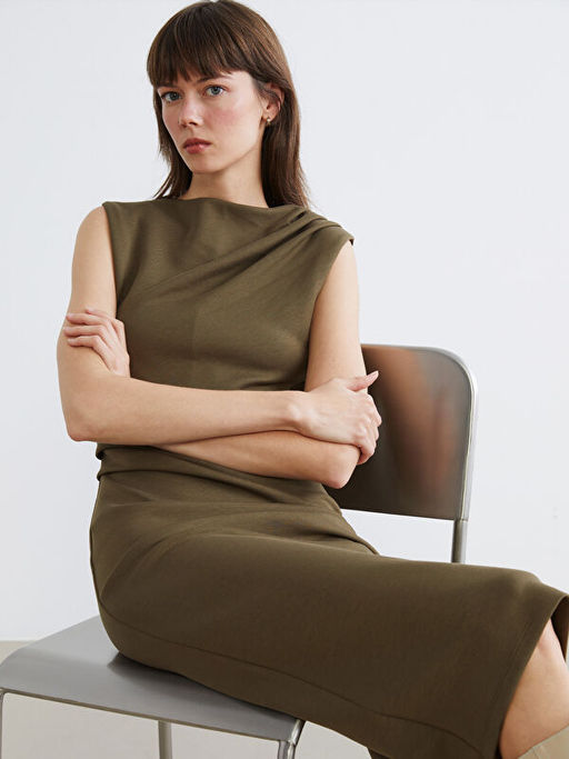 Bisiklet Yaka B?zg?l? Elbise