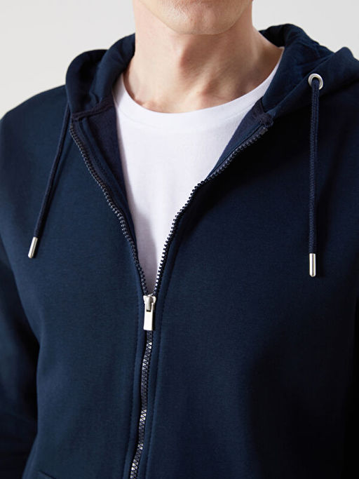 Kap??onlu Uzun Kollu Erkek Fermuarl? Sweatshirt