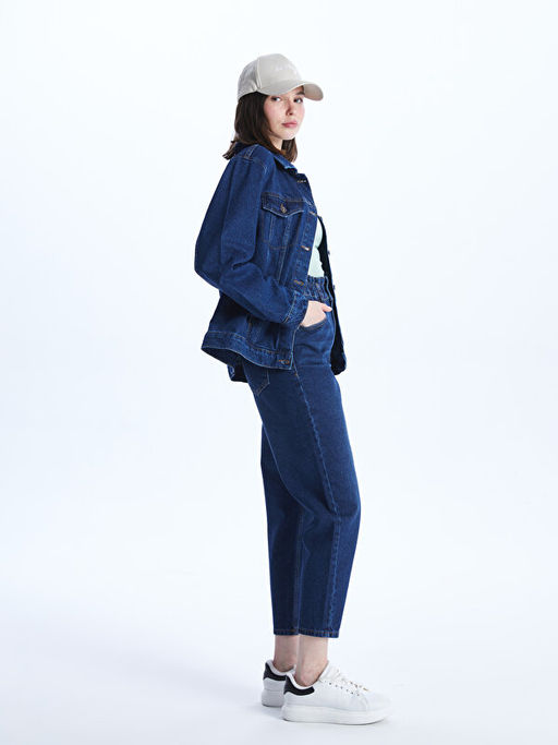 Beli Lastikli Slouchy Fit Kad?n Jean Pantolon