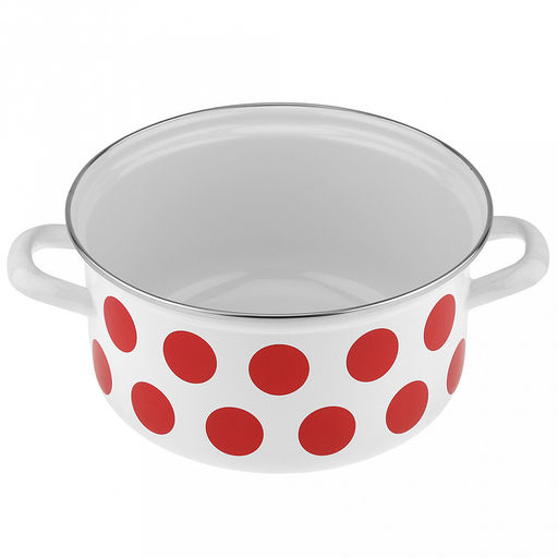 Горох красный Кастрюля эмалированная 3л, форма цилиндрическая, металлическая крышка (Россия) - Домашняя мода фото 3