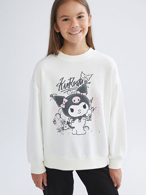 Bisiklet Yaka Kuromi Bask?l? K?z ?ocuk Sweatshirt