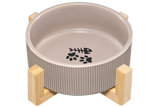 Миска для домашних питомцев 300 мл 12,5*12,5*6 см, с бамбуковой подставкой, серая - Elan gallery фото 5