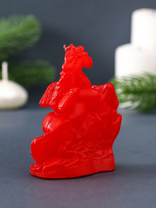 Цена за 2 шт. Свеча декоративная «Лошадка-Пегас» 3.5×6.5×8 см, красный