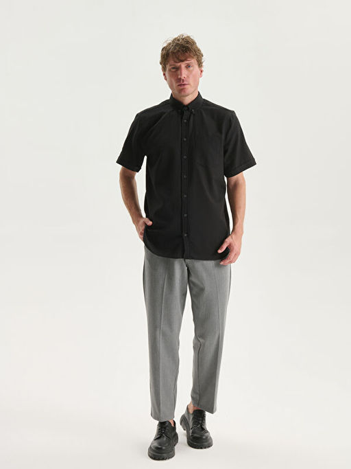 Regular Fit K?sa Kollu Poplin Erkek G?mlek