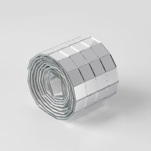 Зеркальная мозайка клеевая, 1 × 1 см, 4 ряда 4 см × 1 м, серебряное стекло