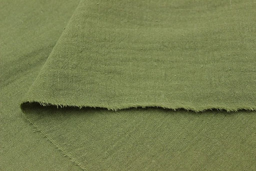 Муслин двухслойный с эффектом жатости цв.Светло-зеленый хаки, ш.1.4м, хлопок-100%, 110гр/м.кв - Купава фото 2