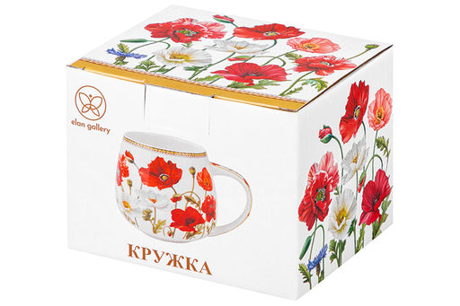 Кружка 400 мл 13*10*8,5 см Маки бочонок, NEW BONE CHINA - Elan gallery фото 19