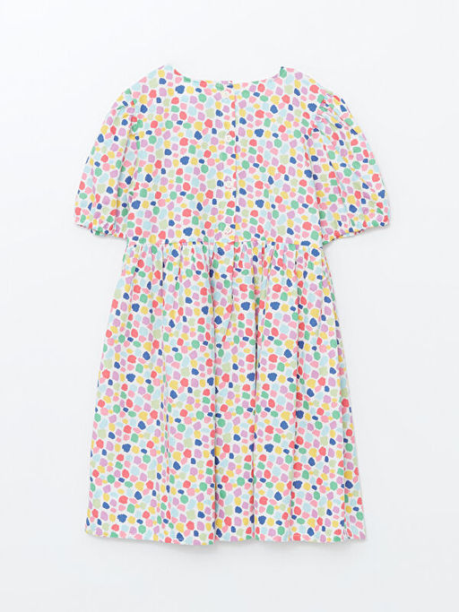 Bisiklet Yaka Bask?l? K?z ?ocuk Elbise