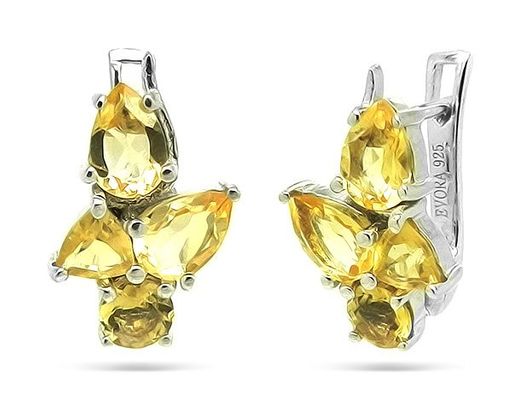 Серьги из серебра цитрин, Рапан
