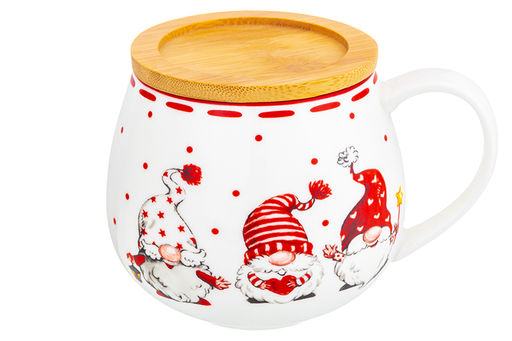 Кружка 400 мл 12,5*10*9,7 см Весёлые гномики бочонок + крышка-подст. - Elan gallery фото 14