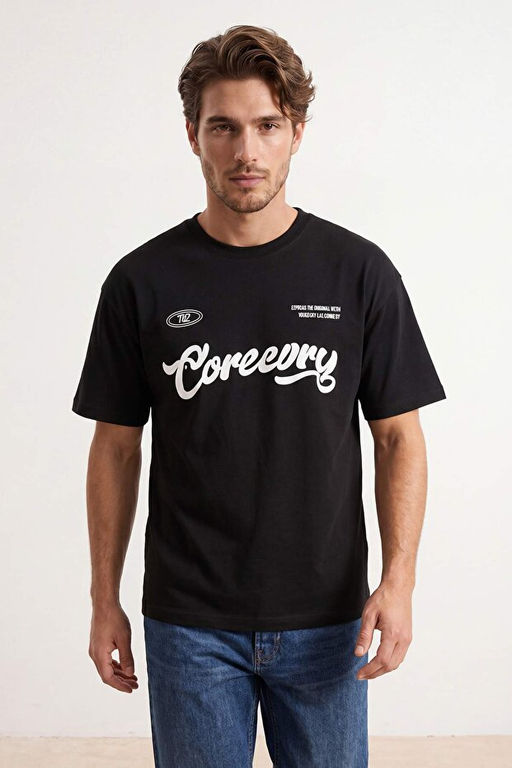 Siyah Oversize/Geni_ Kal_p Slogan Bask_l_ Tok Kuma_ T-Shirt TMNSS26TS00072 - Trendyolmilla фото 2