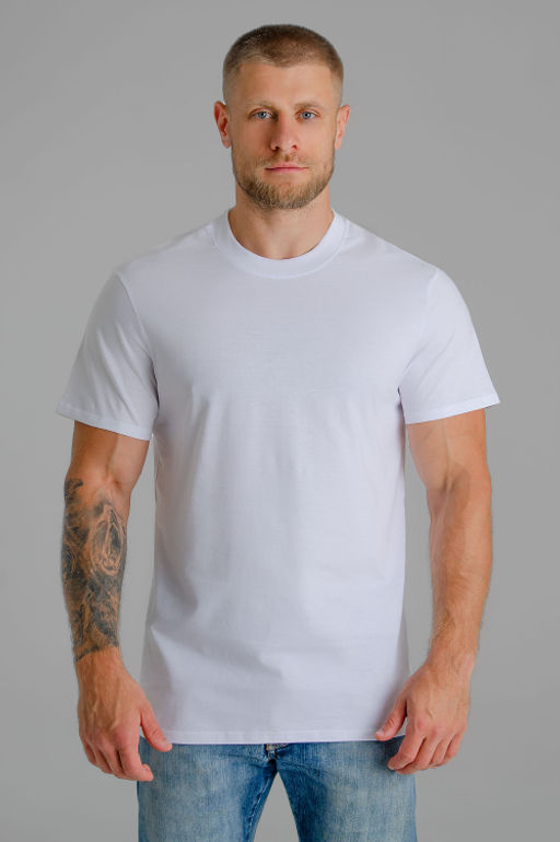 Арт. 67114/2 Футболка мужская однотонная с лайкрой 48-58 (6 шт) Цвет:белый