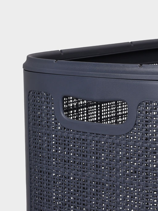 Плетёная корзина для белья с крышкой "Лён" 75л 43×32×60см, цвет графит