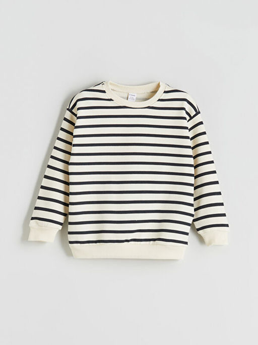 Bisiklet Yaka Bask?l? Erkek ?ocuk Sweatshirt 2li