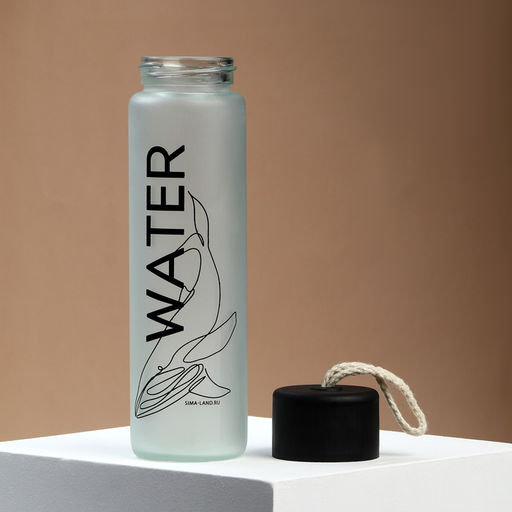 Бутылка для воды WATER, стекло, 350 мл, МИКС