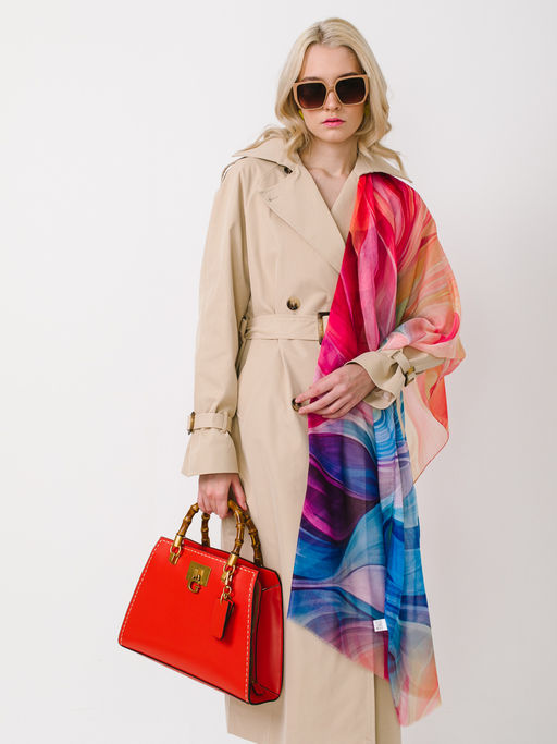 Большой, мягкий, тонкий и очень нежный двусторонний палантин с рисунком в стиле арт-деко - Tantino фото 3