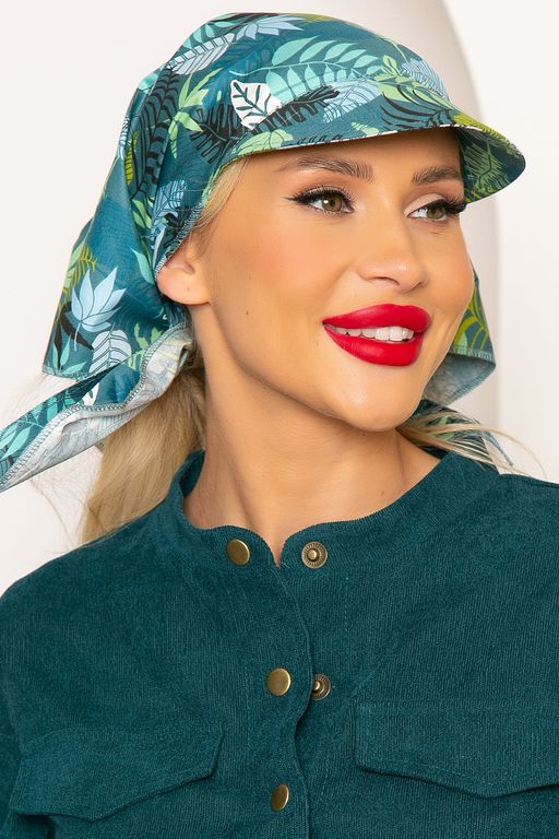 Косынка из натурального хлопка с козырьком (розы, белая) - Lt collection фото 6