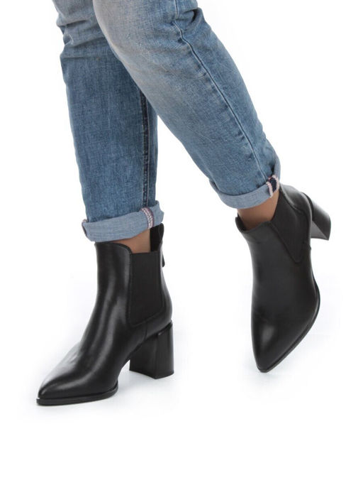 01-PCT169-1 BLACK Ботинки Челси демисезонные женские (натуральная кожа, байка) - Фабричный китай фото 3