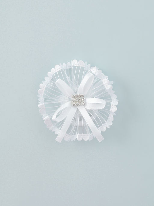 Цена за 6 шт. Бант для волос на резинке «Школьница», лучики серединка блеск, d=7 см, белый