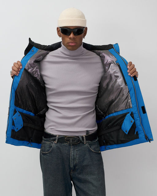 Горнолыжная куртка мужская зимняя голубого цвета 7611Gl