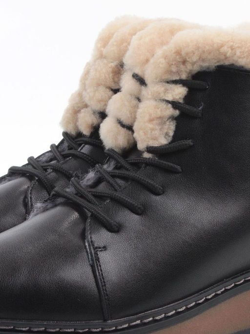 04-5606-1 BLACK Ботинки зимние женские (натуральная кожа, 100% шерсть)
