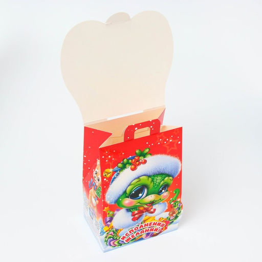 Цена за 5 шт. Подарочная коробка Новогодняя Домик Сладкая парочка с анимацией 12?8.5?17.5 см - Simaland фото 4