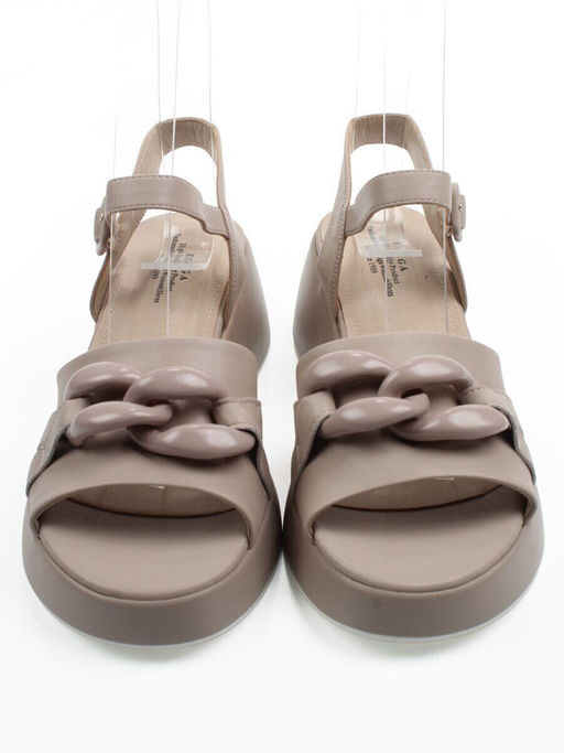 08-XL693-3 GRAY/BEIGE Босоножки женские (натуральная кожа)