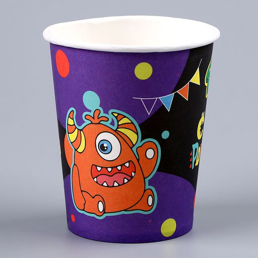 Цена за 10 шт. Стакан одноразовый бумажный "Монстрики", 250мл
