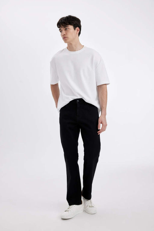 Джинсовые брюки Sergio Regular Fit Normal Mold с нормальной талией и зауженными штанинами - Defacto фото 3