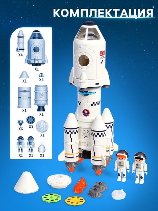 Игровой набор 5в1 Ракета, свет, звук, дым, с проектором и фигурками - АвтоГрад фото 6