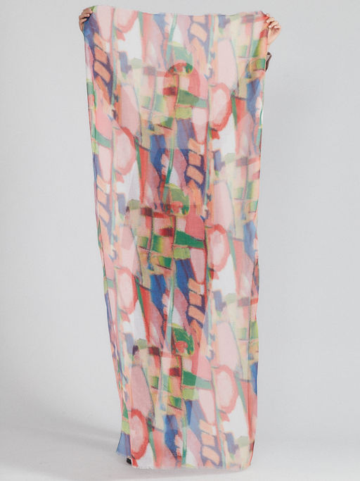 Большой, красивый двусторонний палантин с рисунком в стиле арт-деко и необычной текстурой ткани. - Tantino фото 2