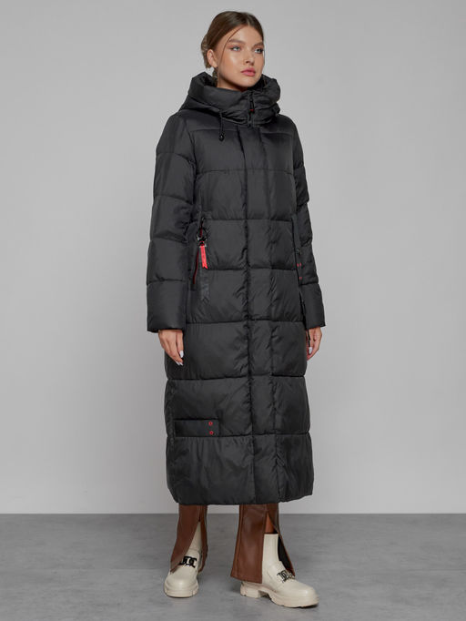 Пальто утепленное с капюшоном зимнее женское черного цвета 52109Ch - Mtforce фото 3