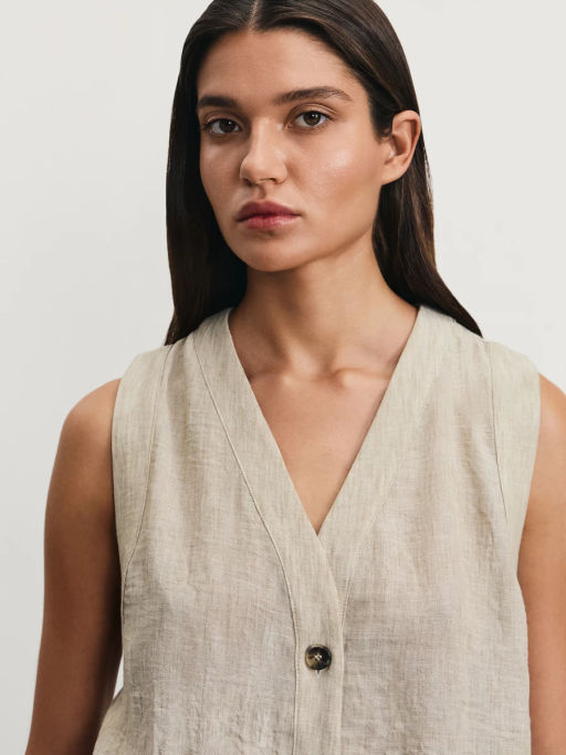 Удлиненный жилет из жатой ткани / Zarina  фото 6