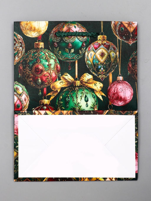 Цена за 2 шт. Пакет подарочный новогодний ламинированный, «Игрушки Новогодние», 18×10×22.3 см