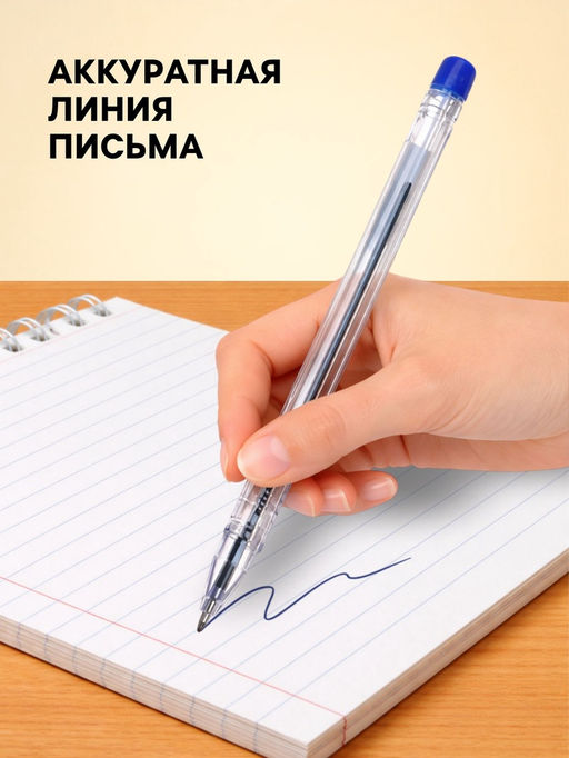 Цена за 100 шт. Ручка шариковая Calligrata, синий стержень, узел 1.0 мм, прозрачный треугольный корпус с синим колпачком