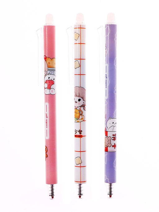 Цена за 6 шт. Ручка гелевая автоматические стираемые чернила, 0.5 мм, стержень синий, грип, Милашка, МИКС - Simaland фото 2